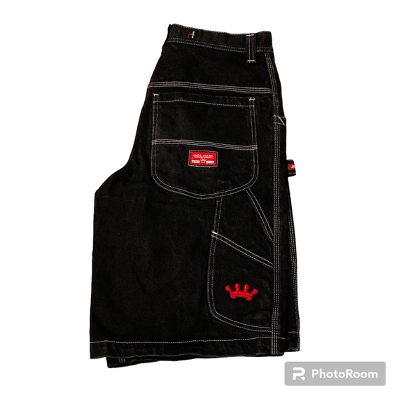 JNCO Other - Vintage Y2K 90s JNCO Black Crown Logo Baggy Denim Shorts Size 29 Skater Grunge